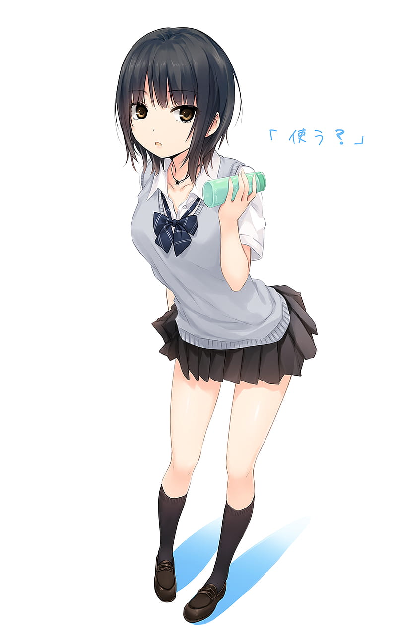 dark hair, short hair, school uniform, Coffee-Kizoku, HD phone wallpaper