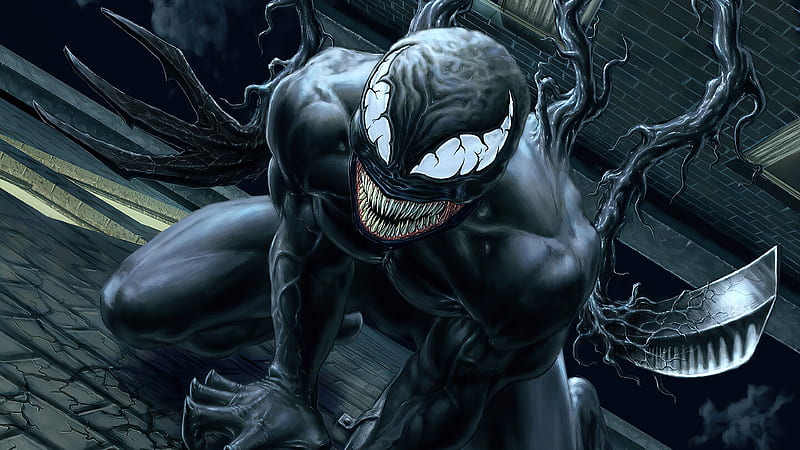 Venom Wall Crawler, venom, superheroes, artwork, HD wallpaper