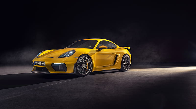 2019 Yellow Porsche 718 Cayman GT4 Car Ultra, carros, Supercars, bonito, Amazing, Auto, Porsche, Luxury, sportscar, Vehicle, HD wallpaper
