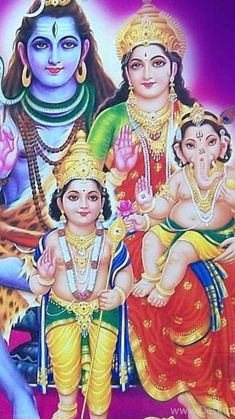 Shivji Parvati With Karthik and Ganesh, shivji parvati, bhakti, HD phone wallpaper