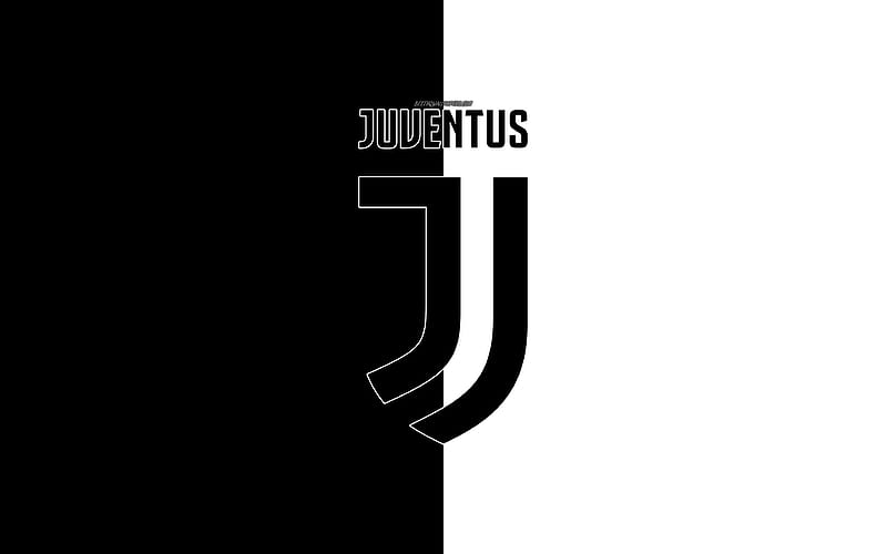 Juventus FC, Turin logo, emblem, white black background, Serie A, Italy, Italian football club, new emblem, HD wallpaper