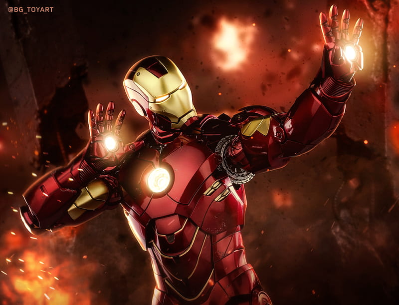 Iron Man Laser Firing Up, iron-man, superheroes, HD wallpaper