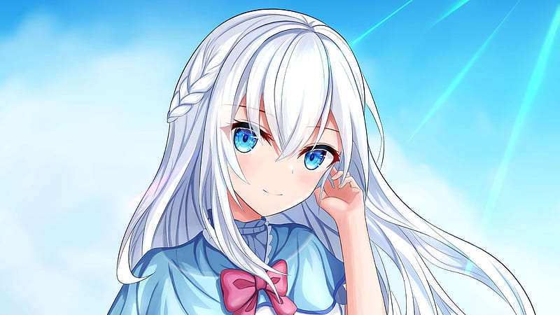 White Hair Blue Eyes Anime Girl Sky Background Anime Girl, HD wallpaper |  Peakpx