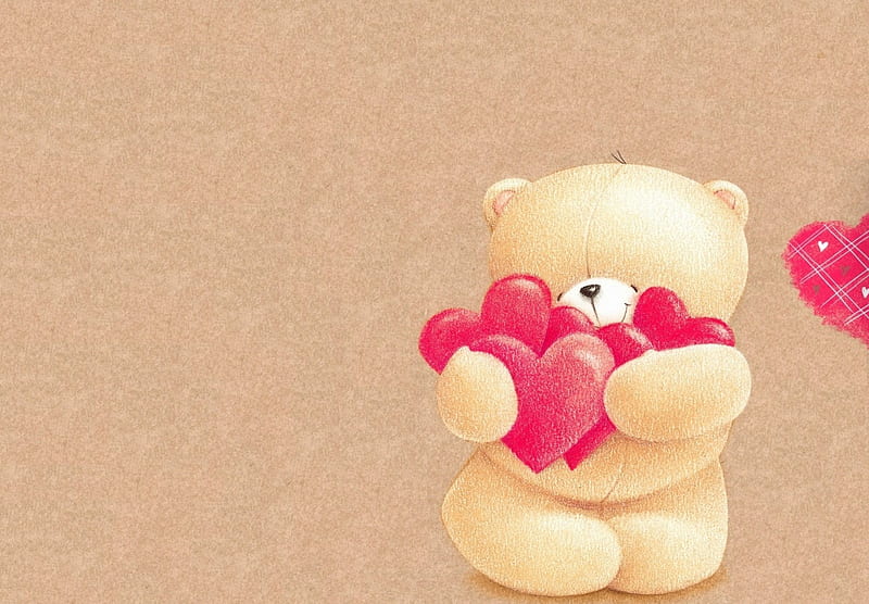 Happy Valentine's Day!, cute, heart, valentine, teddy bear, pink, card, HD wallpaper