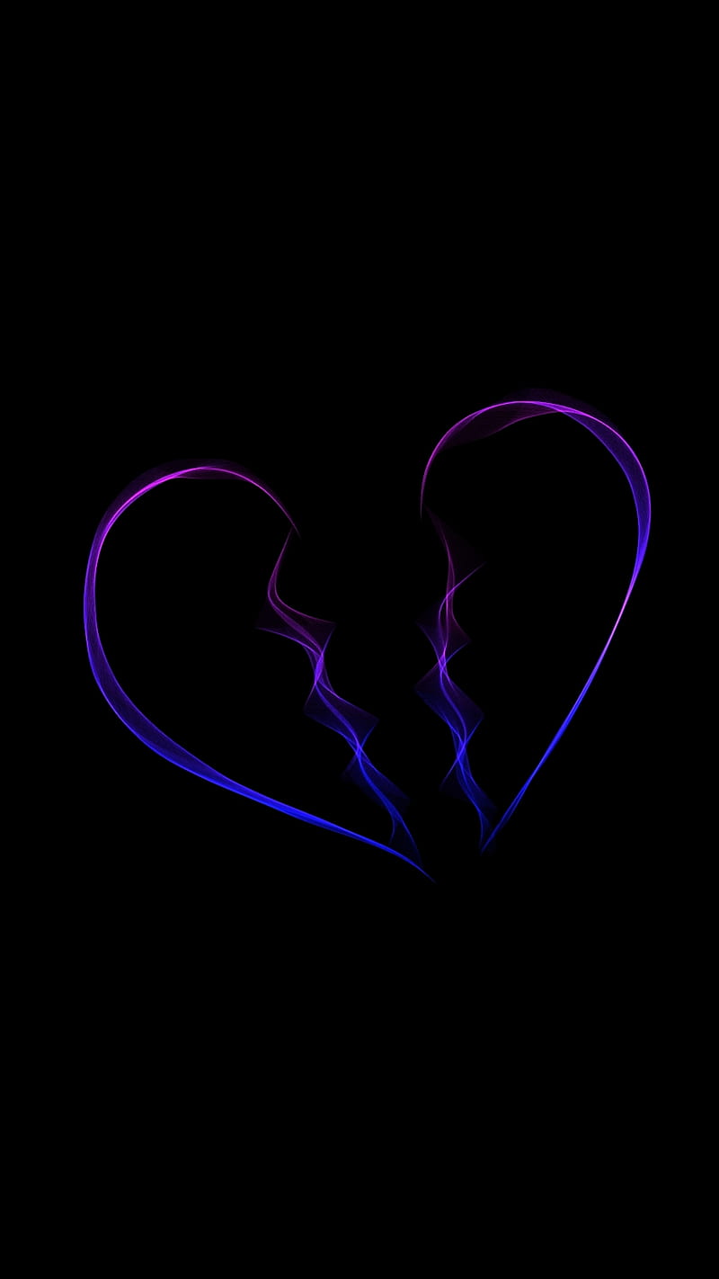 broken heart, blue, hurt, loveurhunny, neon, purple, HD phone wallpaper
