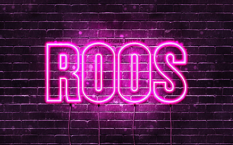 Roos with names, female names, Roos name, purple neon lights, Happy Birtay Roos, popular dutch female names, with Roos name, HD wallpaper