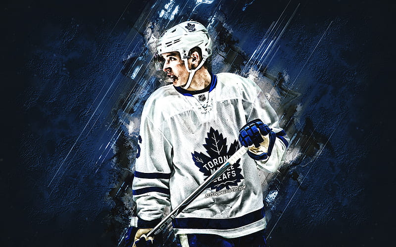 Mitchell Marner, Canadian hockey player, Toronto Maple Leafs, NHL, USA, hockey, blue stone background, HD wallpaper