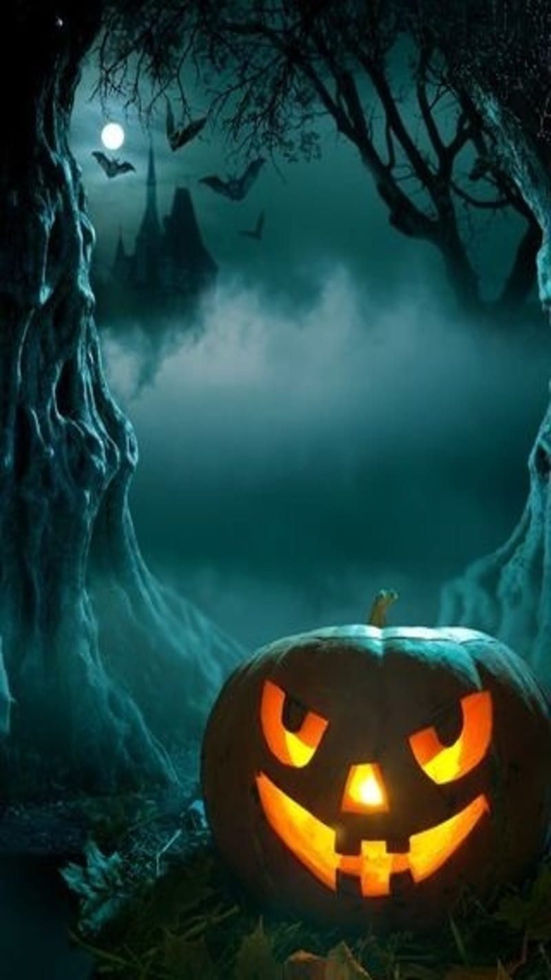 Spooktacular, castle, dark, halloween, bats, pumpkin, halloween favorites, halloween pumkin, halloween, HD phone wallpaper