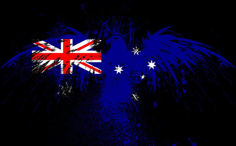 Australian Eagle, Stars, Aussie, Black, Red, White and Blue, Union Jack, Australia, Eagle, HD wallpaper