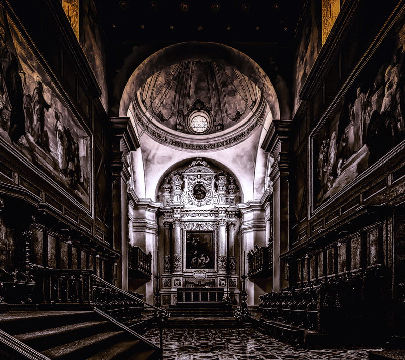 Cathedral, black, interior, HD wallpaper