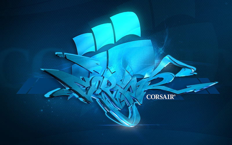 3d logo, corsair, abstraction, creative, HD wallpaper