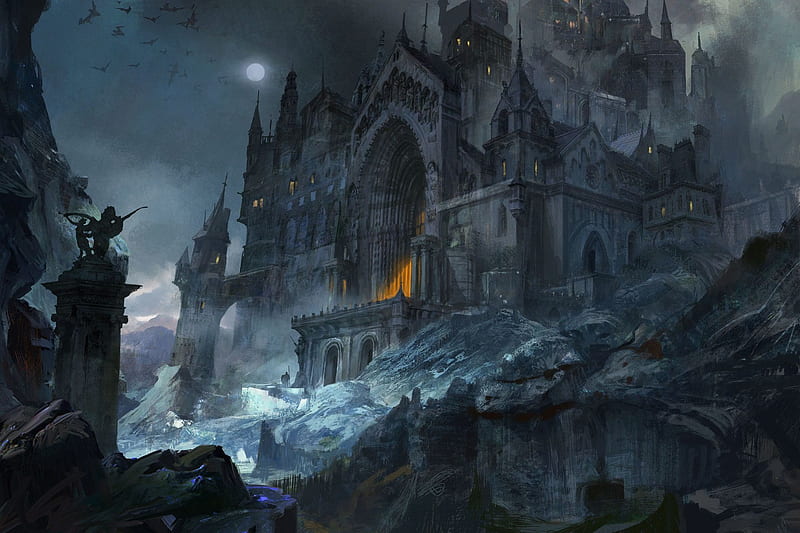 ..'Vampire Castle'...My Winter Residence...in Transylvania, vampire, castle, gothic, dark, fantasy, HD wallpaper