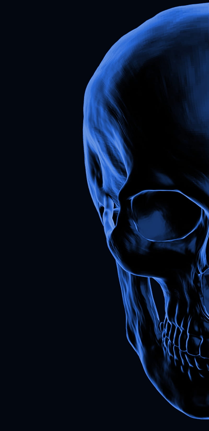 Blue Skull, black, HD phone wallpaper
