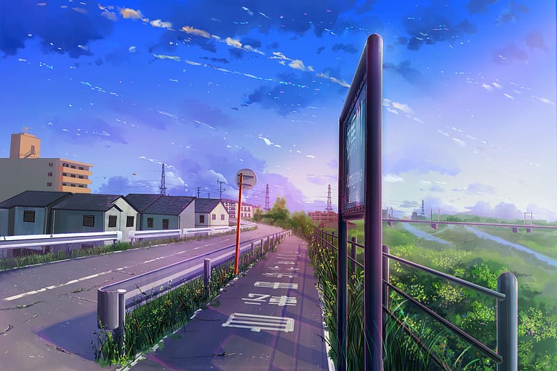 Aesthetic anime town, 0w0, calming, street, sunset, thanks, HD phone  wallpaper