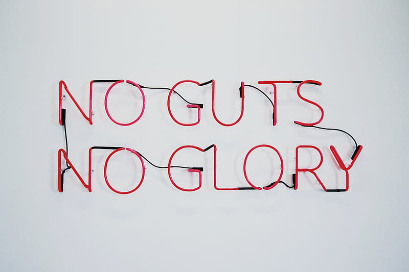red no guts no glory neon signage, HD wallpaper