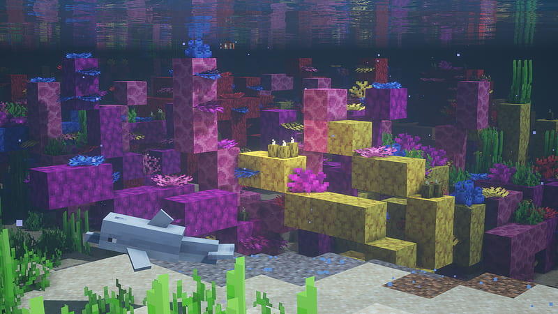Corals Minecraft, warm, ocean, nature, Underwater, fish, HD wallpaper