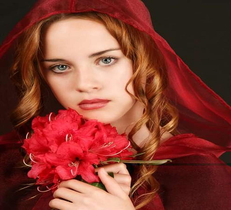 Rose, red, flowers, woman, HD wallpaper