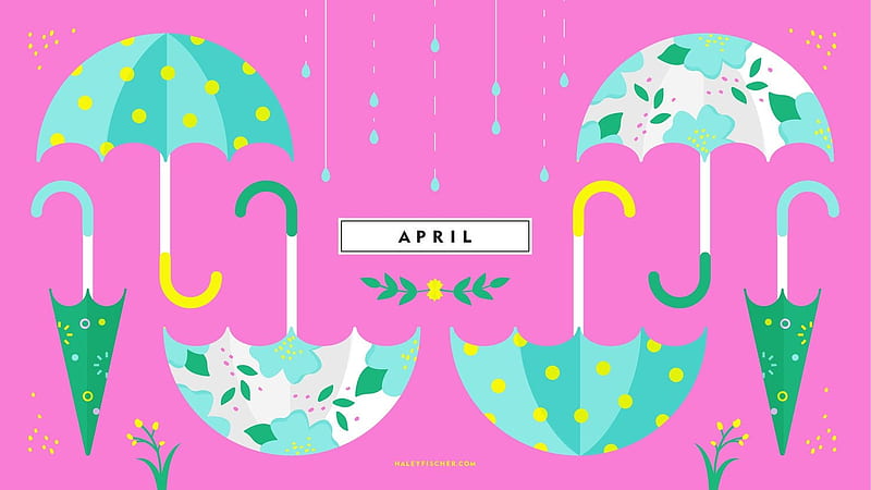 April, texture, umbrella, rain, spring, pink, blue, pattern, haley fischer, paper, HD wallpaper