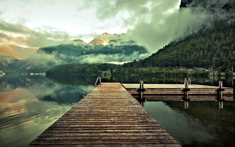 Fog over the Lake, Lake, Fog, Sky, Nature, HD wallpaper | Peakpx