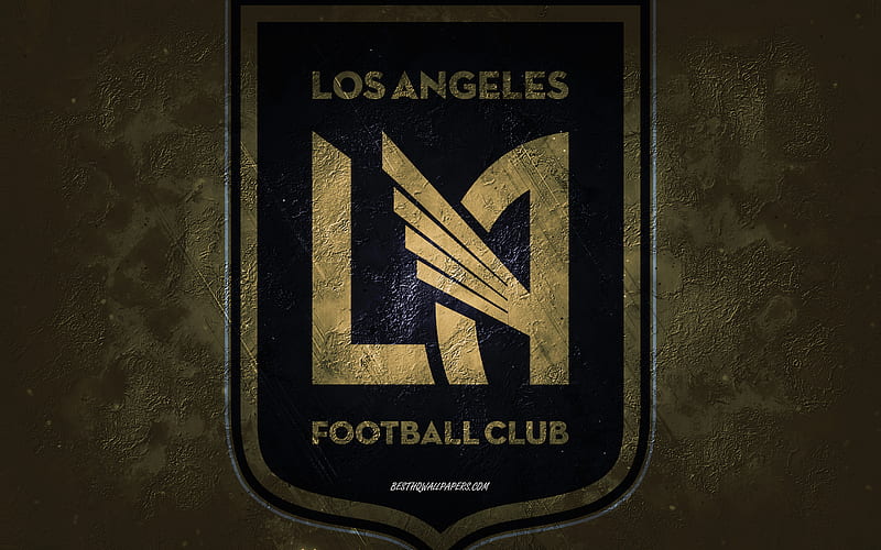 Los Angeles FC, American soccer team, gold stone background, Los Angeles FC logo, grunge art, MLS, soccer, USA, Los Angeles FC emblem, HD wallpaper