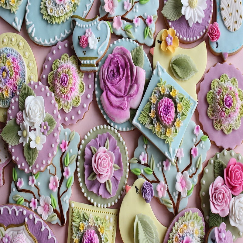 Cookies Flowers, food, other, HD phone wallpaper