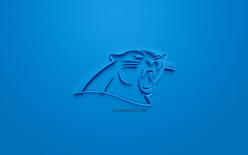 Carolina Panthers, American football club, creative 3D logo, blue background, 3d emblem, NFL, Charlotte, North Carolina, USA, National Football League, 3d art, American football, 3d logo, HD wallpaper