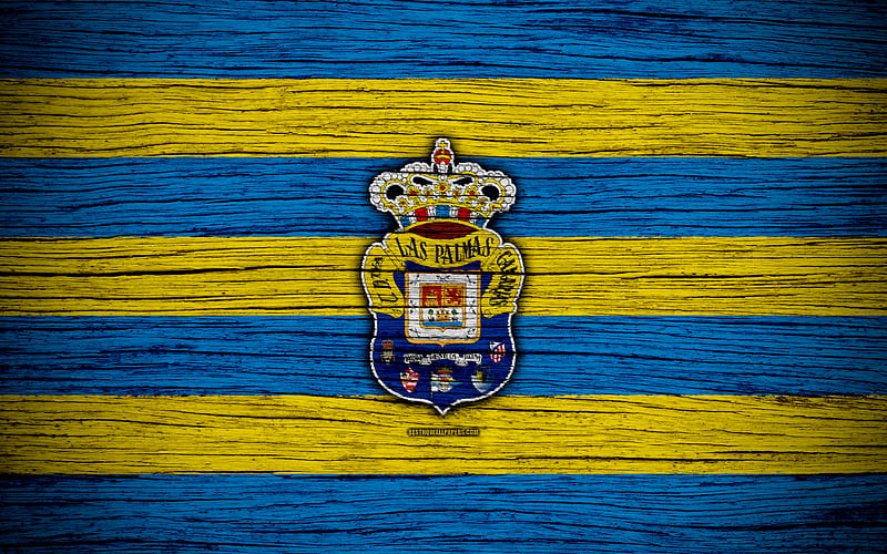 FC Las Palmas Spain, LaLiga, wooden texture, soccer, Las Palmas, football club, La Liga, Las Palmas FC, HD wallpaper