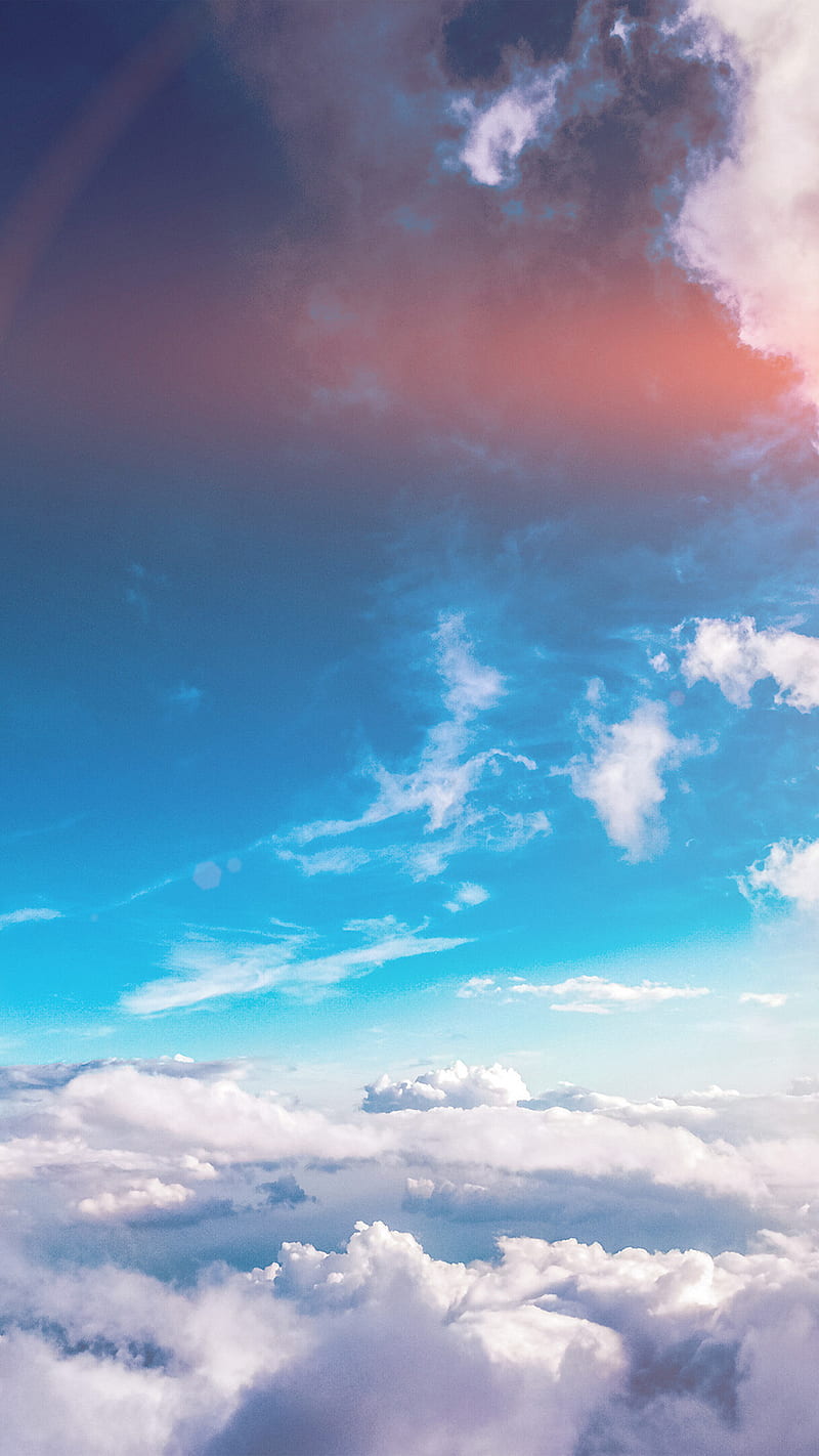 Clouds, blue, nature, rainbow, sky, HD phone wallpaper