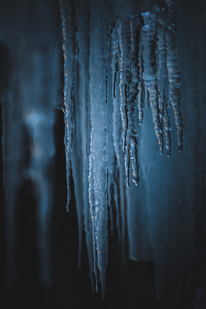 icicles, ice, frozen, frost, macro, HD phone wallpaper