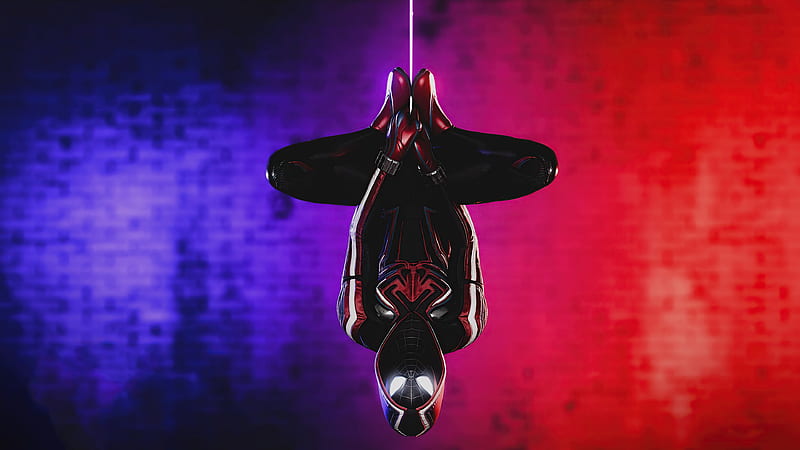 Spiderman Miles Morales 2021 Upside Down, spider-man-miles-morales, games, 2021-games, ps5-games, ps-games, spiderman, marvel, HD wallpaper