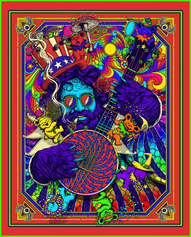 Nicolás Rosenfeld, artwork, psicodelia, banjo, HD phone wallpaper