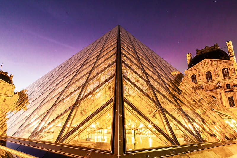 louvre pyramid museum France, HD wallpaper