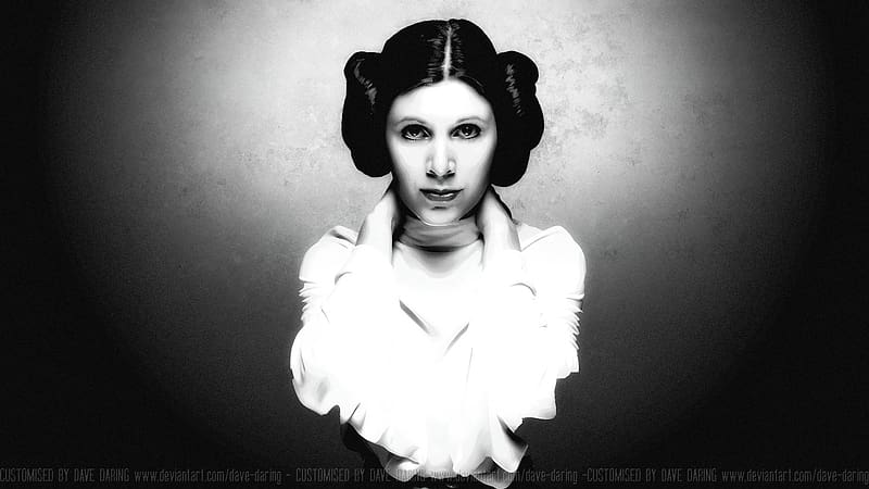 Carrie Fisher 002 1, actrice, black and white, celebrities, people, carrie fisher, HD wallpaper