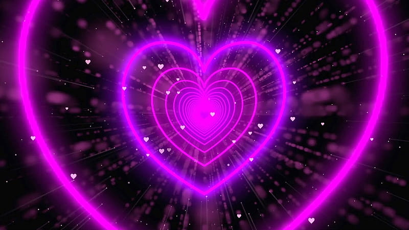 Neon Lights Love Heart Tunnel, Beautiful Neon Heart, HD wallpaper