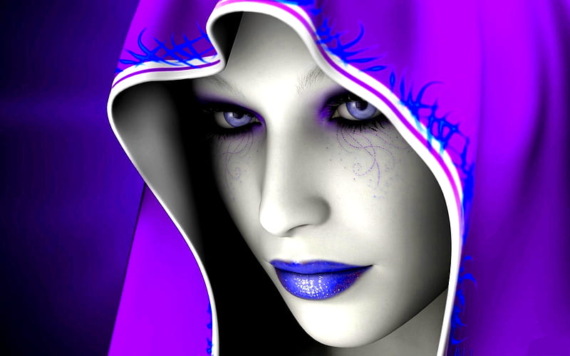 Purple Dreamer Girl, art, purple, girl, dreamer, HD wallpaper