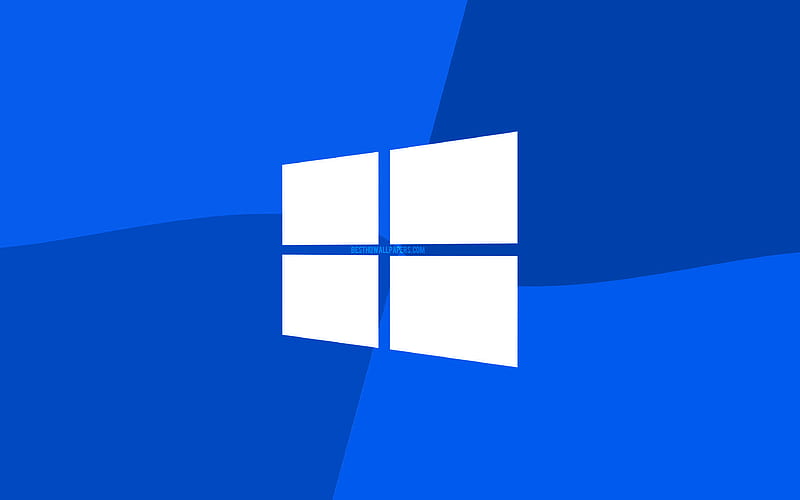 Windows 10 blue logo Microsoft logo, minimal, OS, blue background, creative, Windows 10, artwork, Windows 10 logo, HD wallpaper