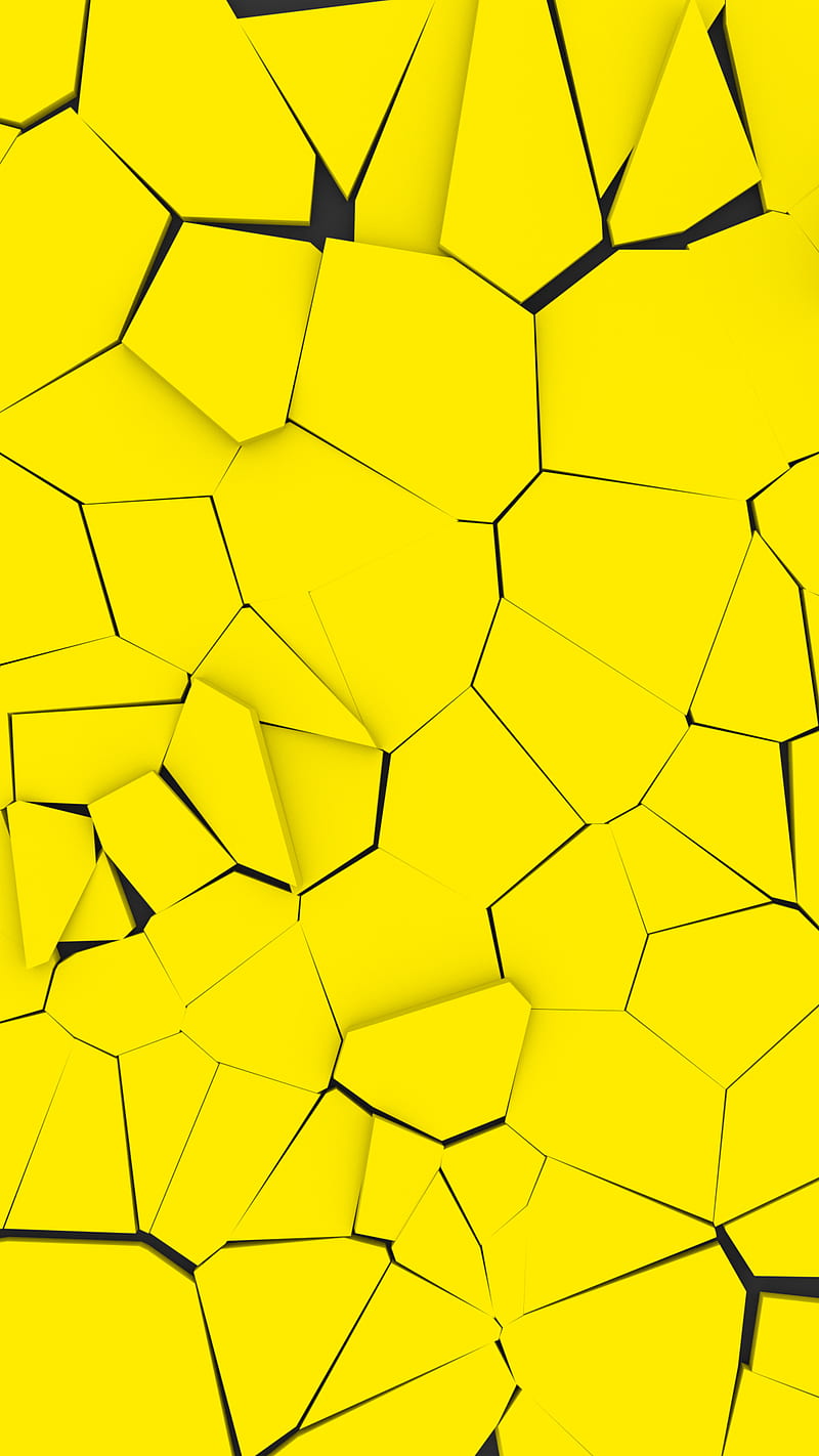 Cracked, 3d, abstract, blender, cool, crack, yellow, HD phone wallpaper