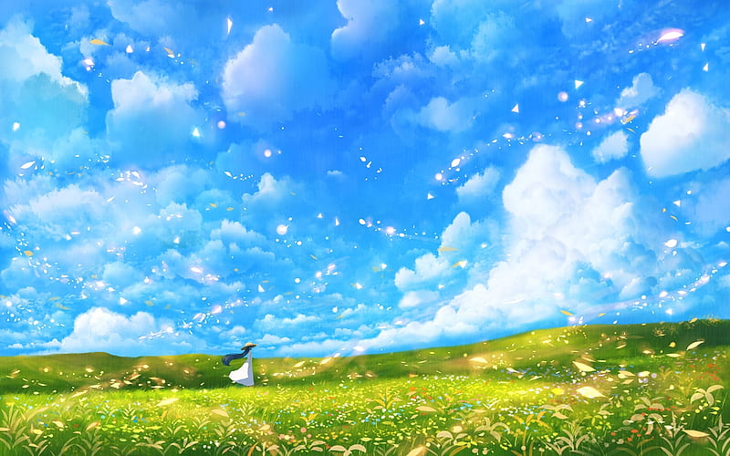 After the storm, cloud, bou nin, luminos, wind, manga, sky, storm, girl,  green, HD wallpaper | Peakpx
