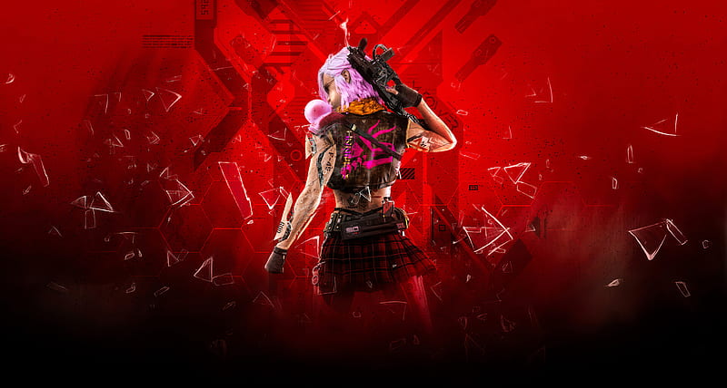 Sci Fi, Cyberpunk, Girl, Pink Hair, Weapon, Woman Warrior, HD wallpaper