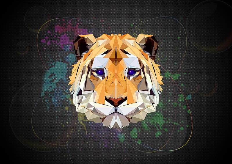 Tiger Facets, tigers, artist, art, digital-art, HD wallpaper