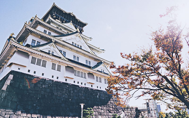 Osaka Castle, autumn, japanese landmarks, Osakajo, Asia, Osaka, japan, HD wallpaper