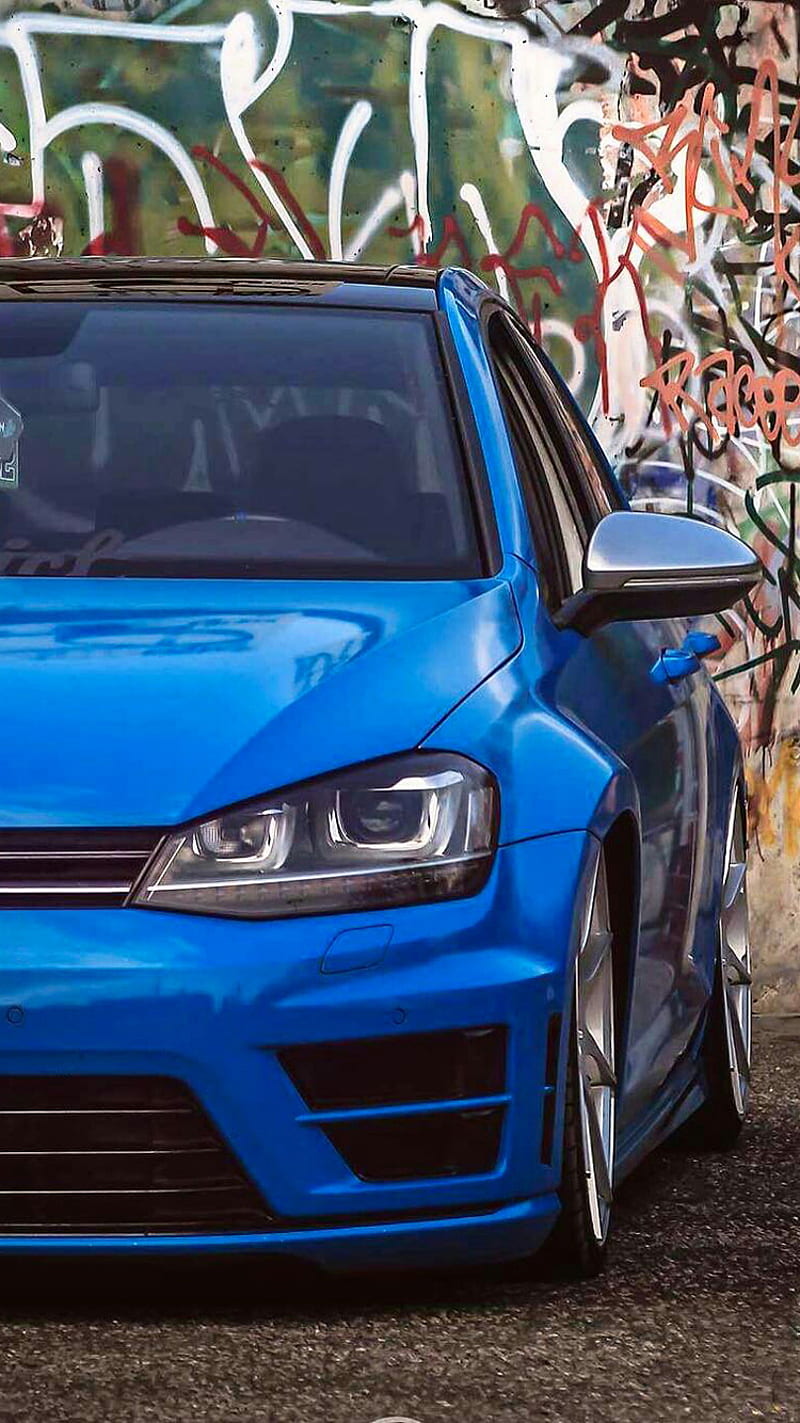 Golf R, blue, car, golf, mk7, tuning, vehicle, volkswagen, vw, HD phone wallpaper