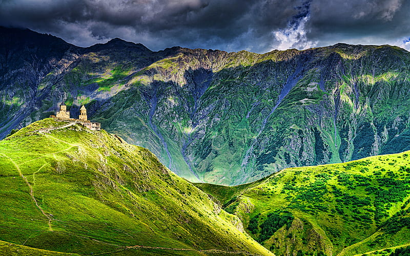 Kazbegi National Park beautiful nature, R, Caucasus range, Khevi Province, mountains, Georgia, Asia, georgian nature, HD wallpaper