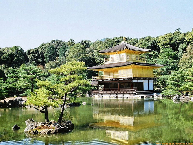 Japanese Pagoda, architecture, garden, japanese, lake, HD wallpaper