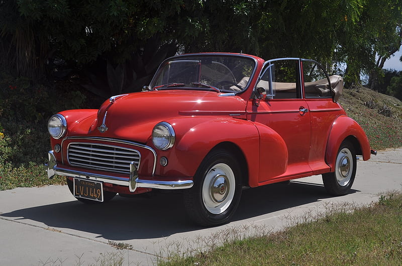 1960 Morris Minor Convertible, Morris, Old-Timer, Minor, Red, Convertible, Car, HD wallpaper