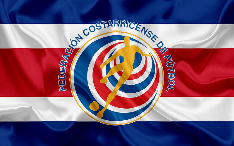 Costa Rica national football team, logo, emblem, flag Costa Rica, football federation, World Championship, football, silk texture, HD wallpaper