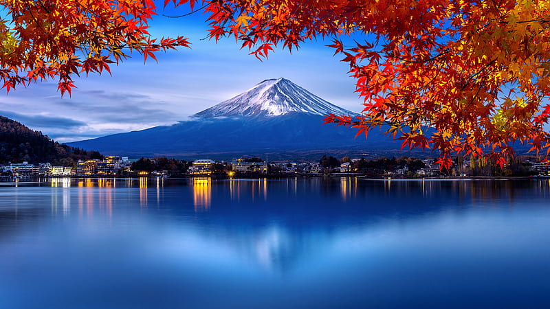 Autumn Mount Fuji, Lake, Mountain, Park, japan, HD wallpaper