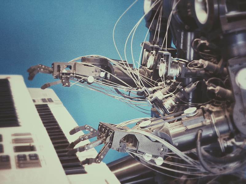 robot playing piano, HD wallpaper