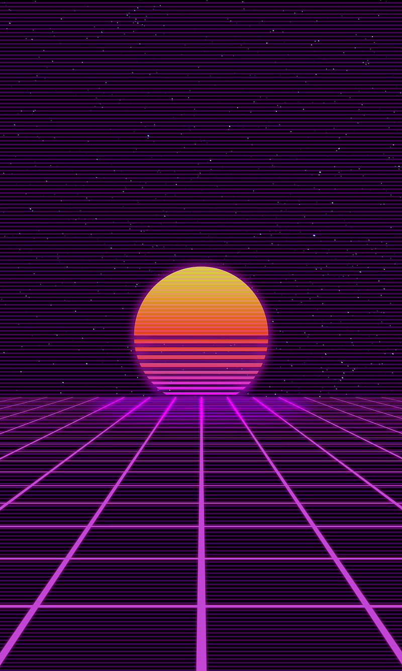 Retro Sunset, 80s, cyber, grid, outrun, purple, tron, vice, HD phone  wallpaper | Peakpx