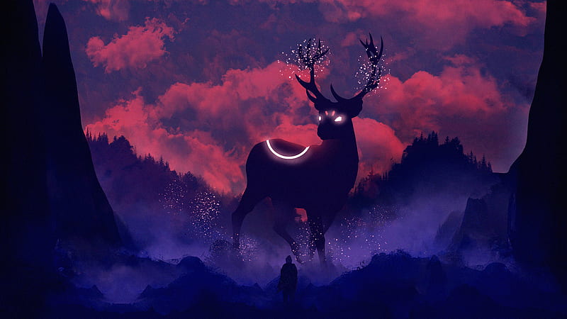 Reindeer Digital Art, reindeer, artist, artwork, digital-art, artstation, HD wallpaper
